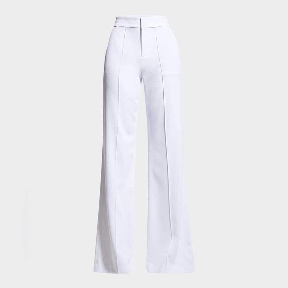 Alice + Olivia Crisp White Wide-Leg Pants
